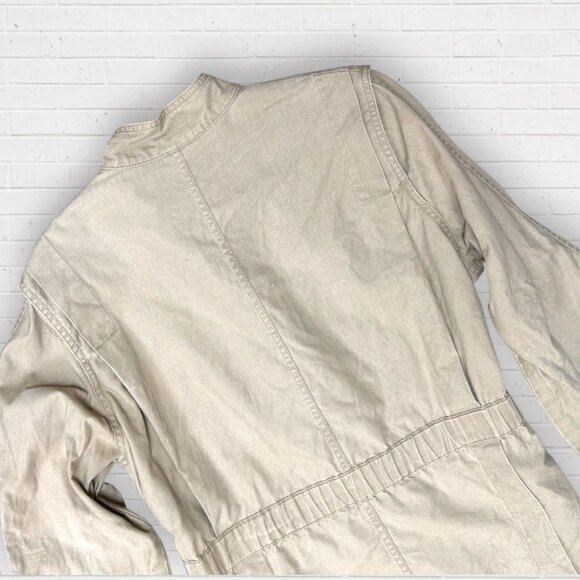 IZOD for Her LACOSTE Vintage 80s Tan Croc Preppy Lightweight Canvas Jacket M - Picture 9 of 10